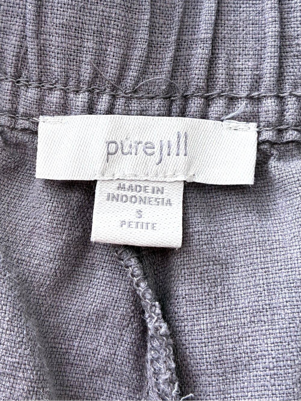 J. Jill Linen Blend Wide Leg Cropped Pants S Petite Gray Pull On Coastal Resort - Picture 13 of 15